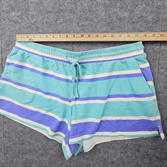 Wildfox Shorts Womens XL Blue White Green Striped Drawstring Pockets Loungewear - Picture 2 of 6